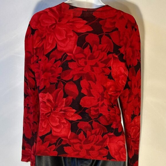 WR SZXL Fur Collar (Removable) Red/ Black Floral cardigan Chic Whimdigoth Formal - Picture 5 of 10